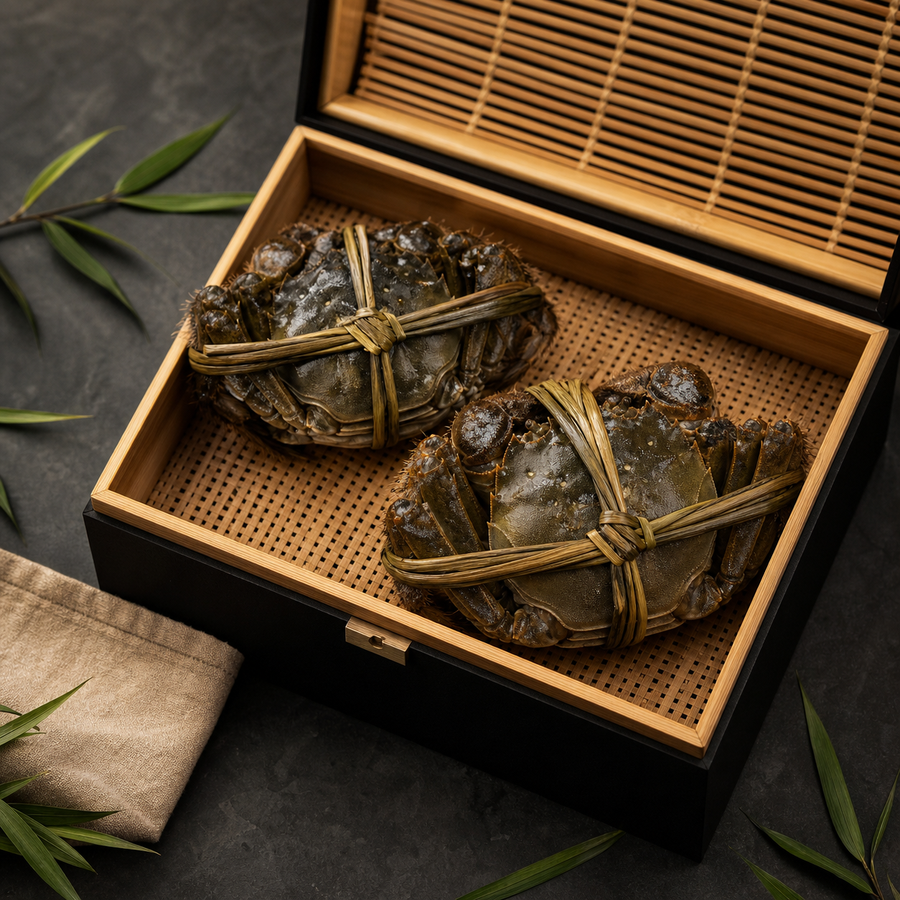 震兴蟹宴公母蟹自由雅选展示图 · Mixed hairy crab selection